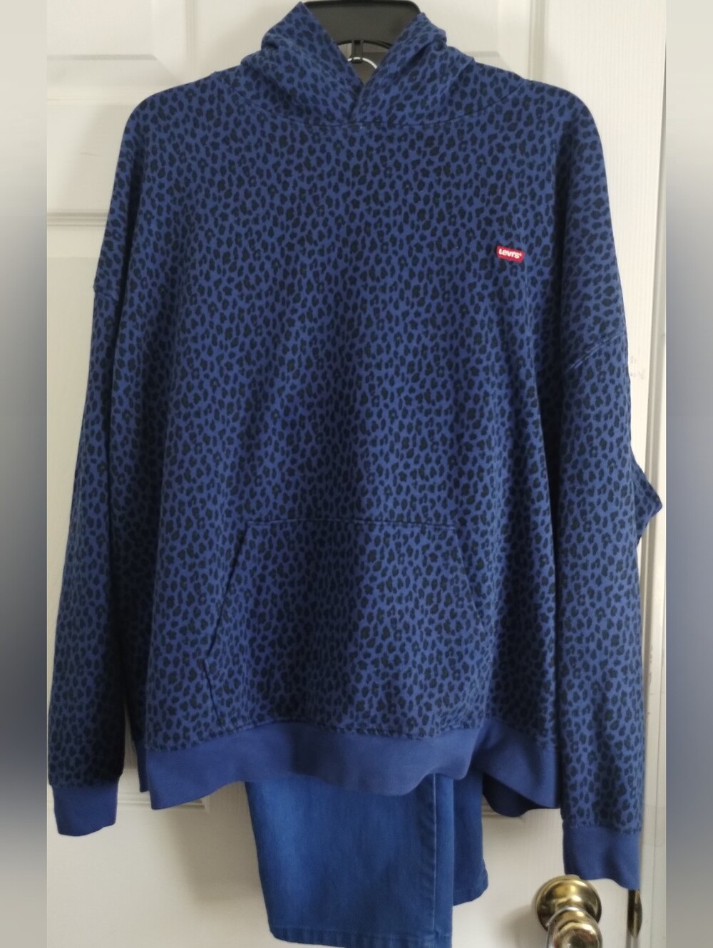 2 Piece Outfit, Levi's Blue Leopard-Print Hoodie & Chicos Blue Ankle Jeans